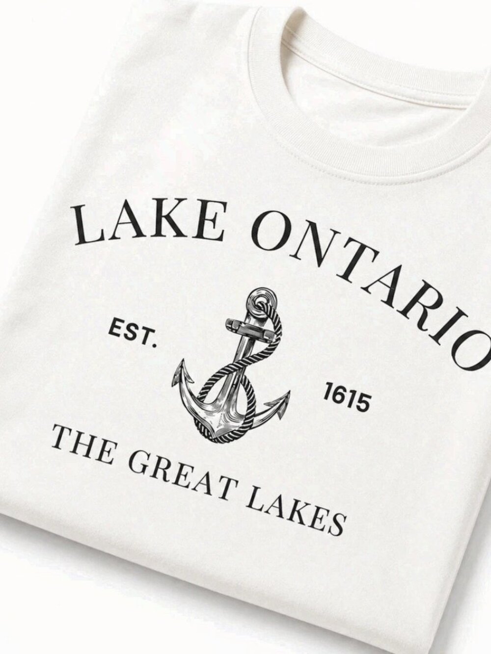 Lake Ontario The Great Lakes Anchor Est. 1615 White Cotton T-Shirt